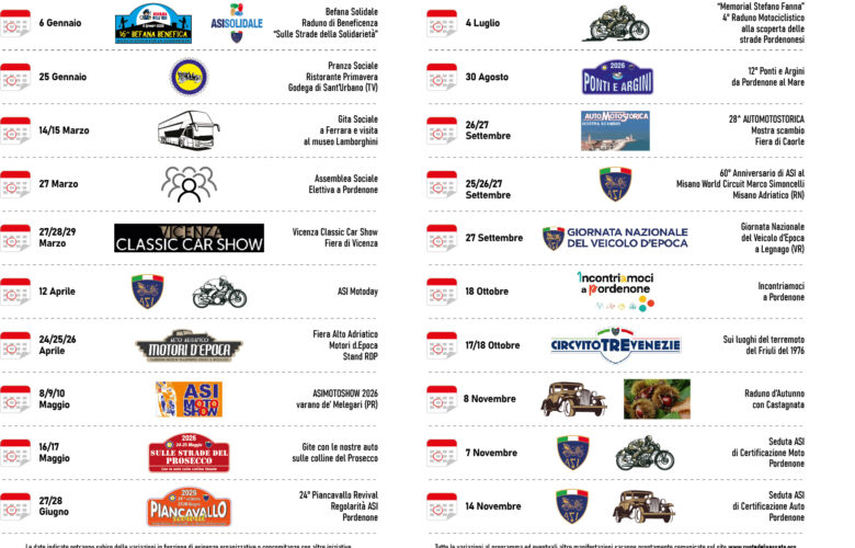 PROGRAMMA MANIFESTAZIONI 2026