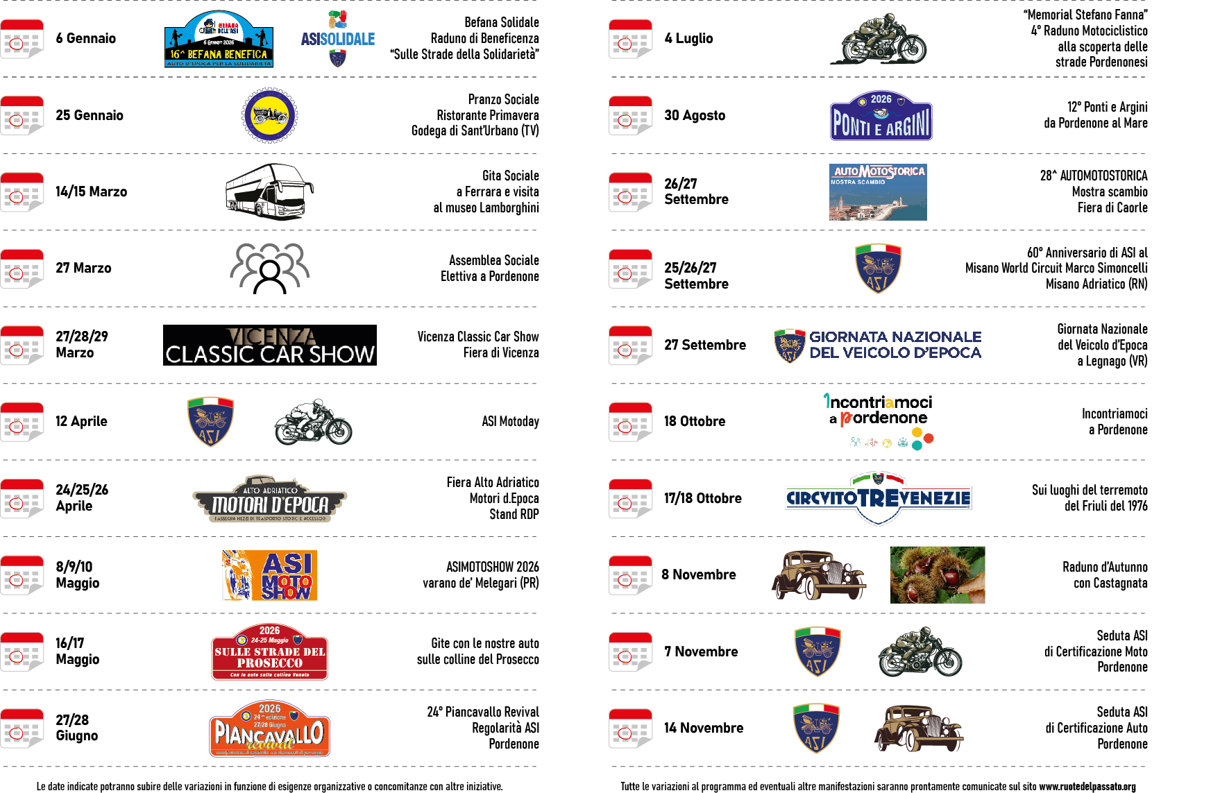 PROGRAMMA MANIFESTAZIONI 2026
