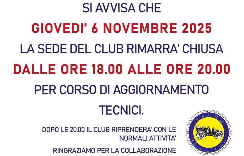 AVVISO giovedi 6 novembre