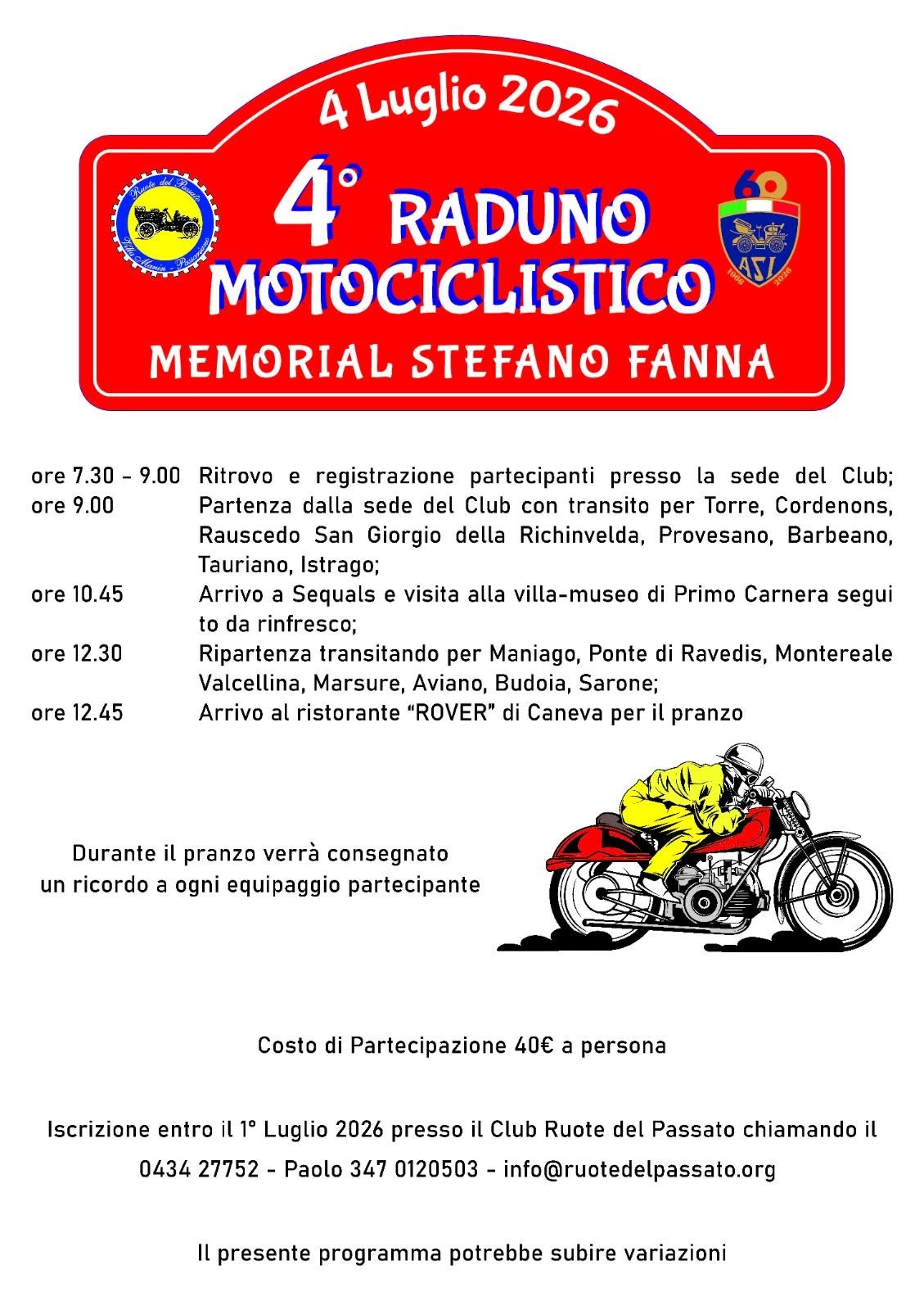 4° Raduno Motociclistico 2026